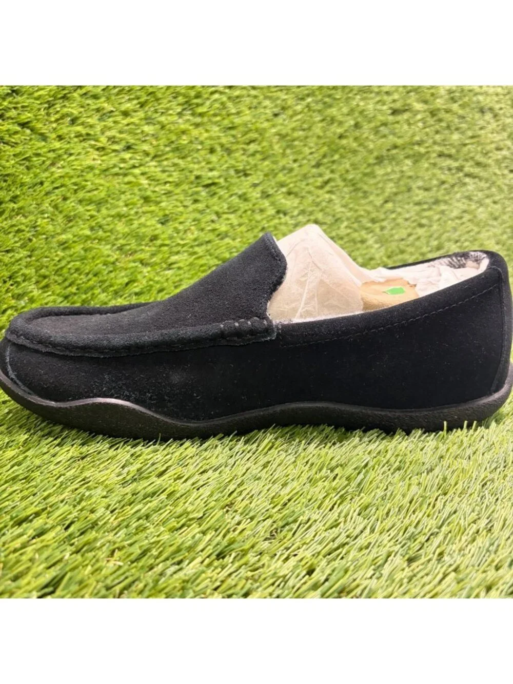 Kuru Loft Mens Size 9 Triple Black Casual Walking Suede Moccasin Slippers Shoes